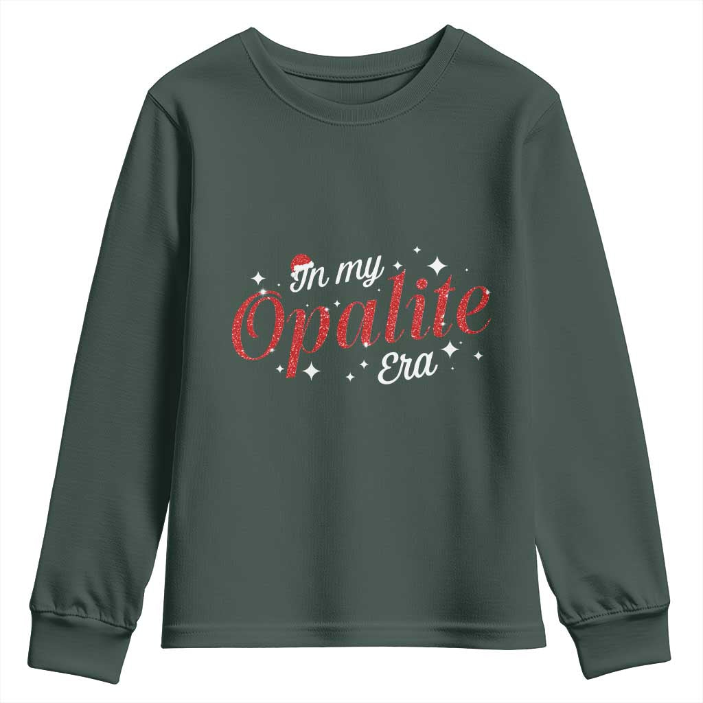 Santa Opalite Christmas Youth Sweatshirt TS14 Dark Forest Green Print Your Wear