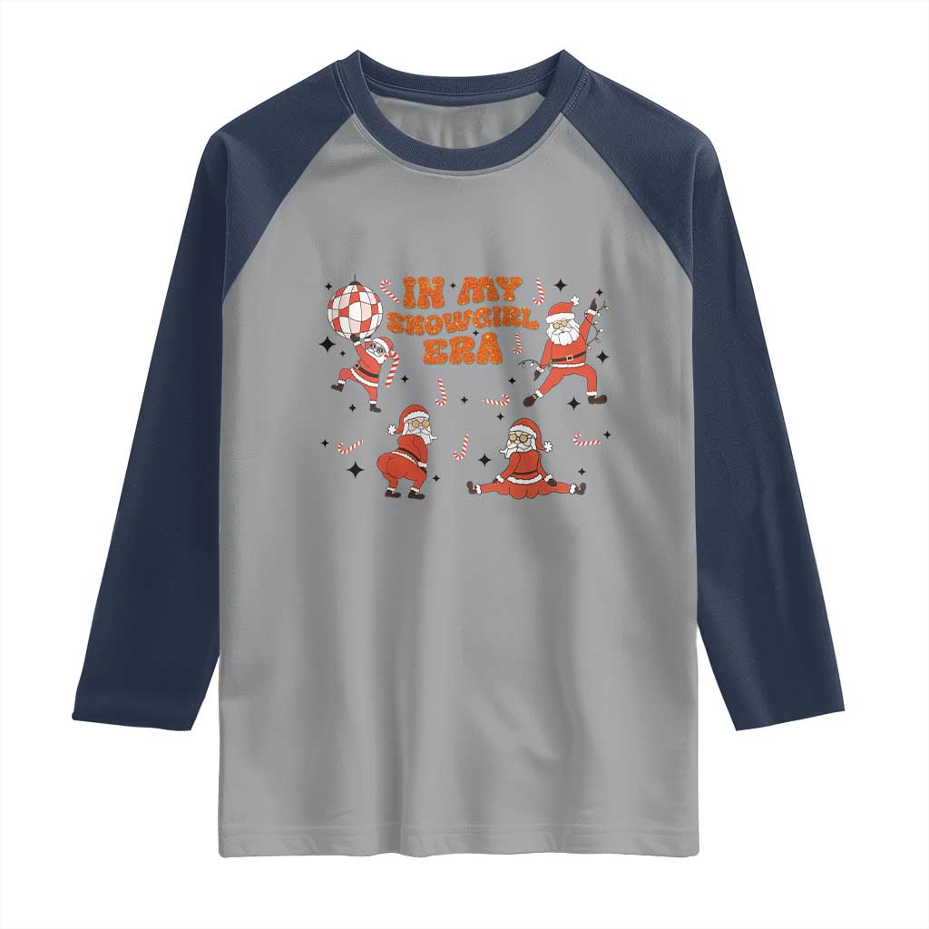 Funny Santa Girl Christmas Raglan Shirt TS14 Sport Gray Navy Print Your Wear