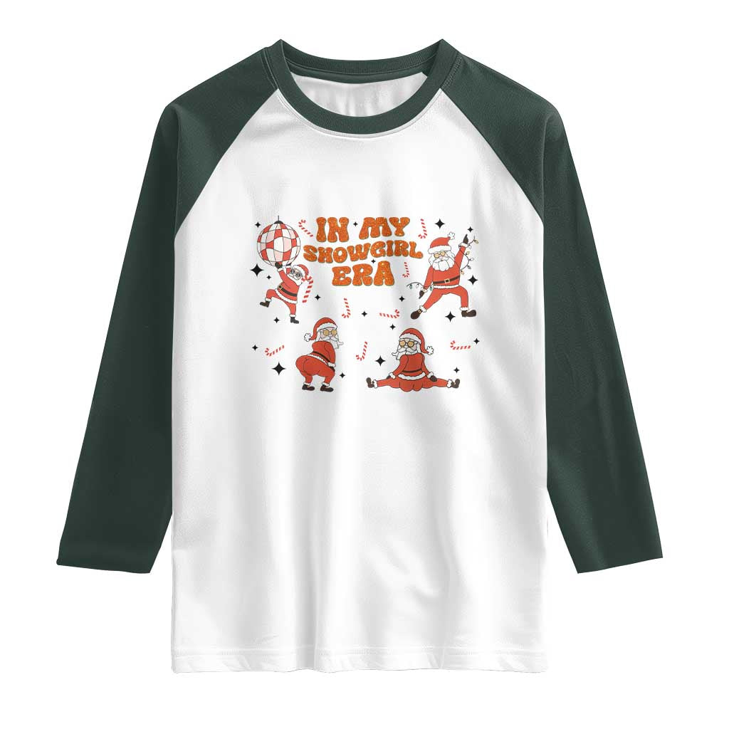 Funny Santa Girl Christmas Raglan Shirt TS14 White Dark Forest Green Print Your Wear