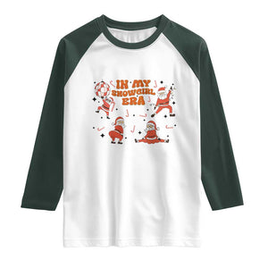 Funny Santa Girl Christmas Raglan Shirt TS14 White Dark Forest Green Print Your Wear