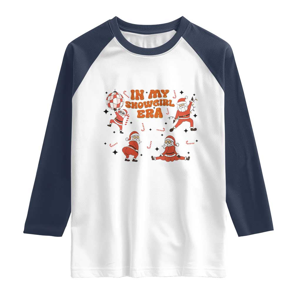 Funny Santa Girl Christmas Raglan Shirt TS14 White Navy Print Your Wear