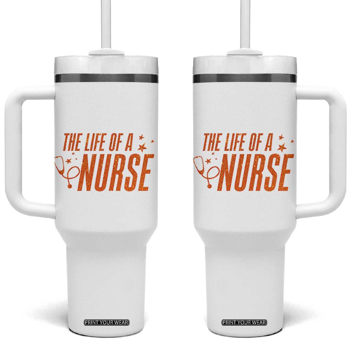 Funny Nurse Christmas Tumbler With Handle The Life Of A Nurse TS14 One Size: 40 oz White Print Your Wear