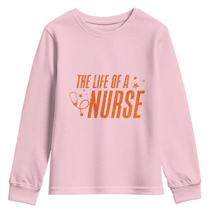 Funny Nurse Christmas Youth Sweatshirt The Life Of A Nurse TS14 Light Pink Print Your Wear