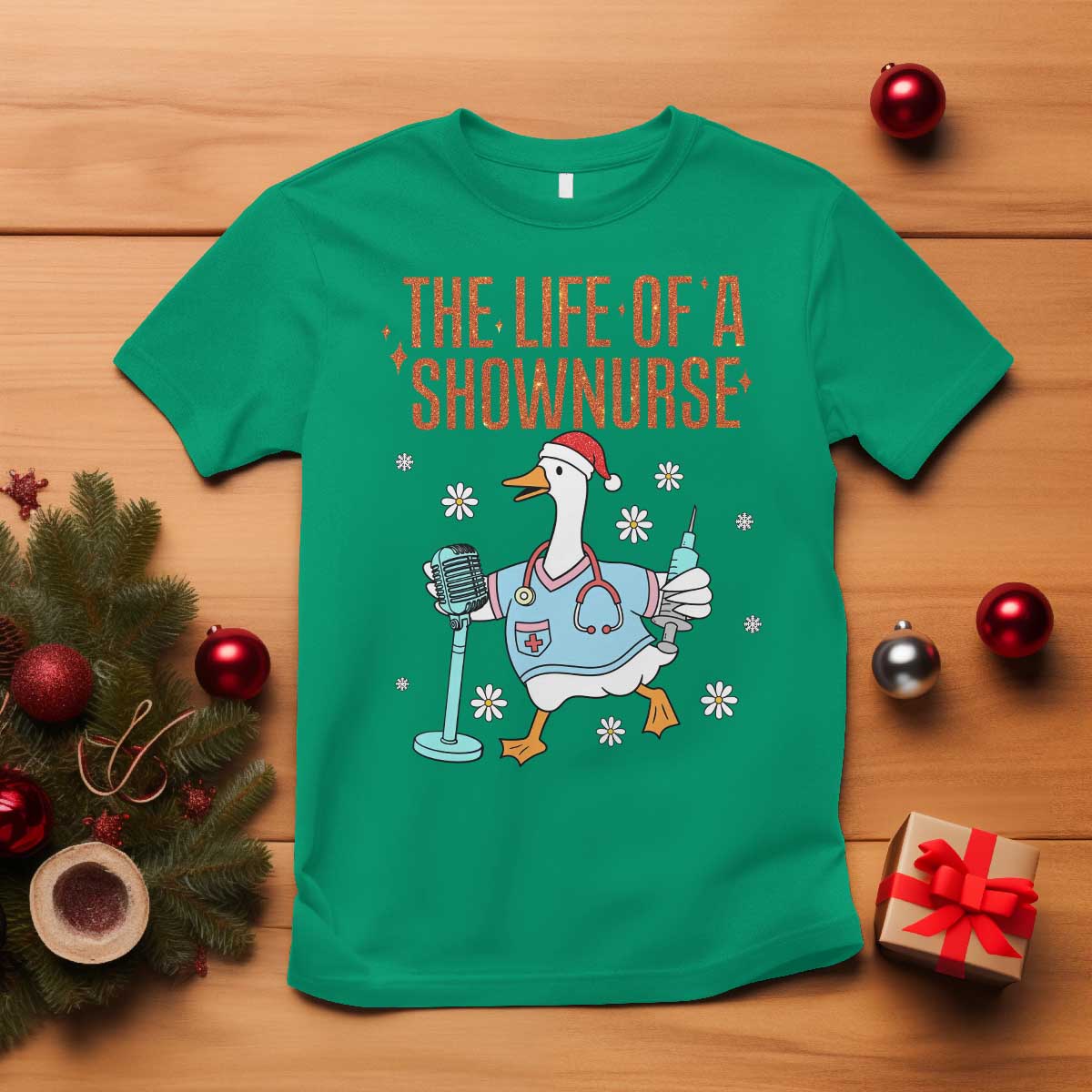 Funny Goose Nurse Christmas T Shirt The Life Of A Shownurrse TS14 Irish Green Print Your Wear