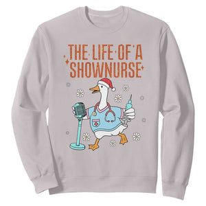 Funny Goose Nurse Christmas Sweatshirt The Life Of A Shownurrse TS14 Ice Gray Print Your Wear