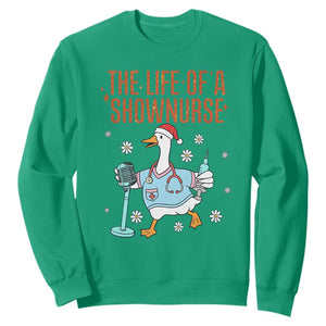 Funny Goose Nurse Christmas Sweatshirt The Life Of A Shownurrse TS14 Irish Green Print Your Wear