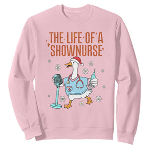 Funny Goose Nurse Christmas Sweatshirt The Life Of A Shownurrse TS14 Light Pink Print Your Wear