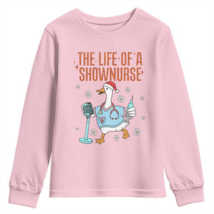 Funny Goose Nurse Christmas Youth Sweatshirt The Life Of A Shownurrse TS14 Light Pink Print Your Wear