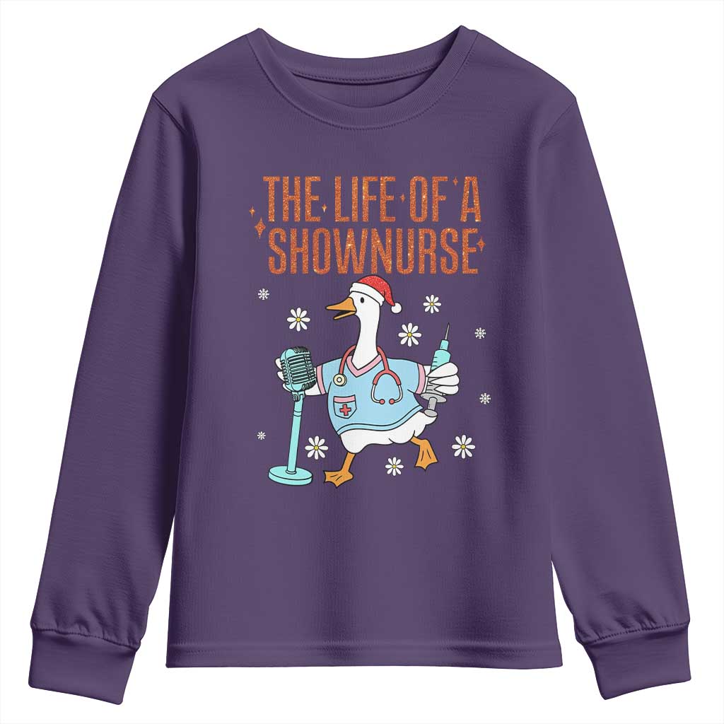 Funny Goose Nurse Christmas Youth Sweatshirt The Life Of A Shownurrse TS14 Purple Print Your Wear