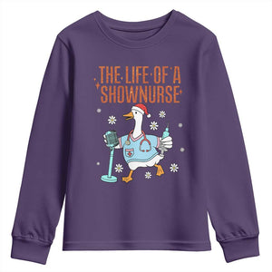 Funny Goose Nurse Christmas Youth Sweatshirt The Life Of A Shownurrse TS14 Purple Print Your Wear