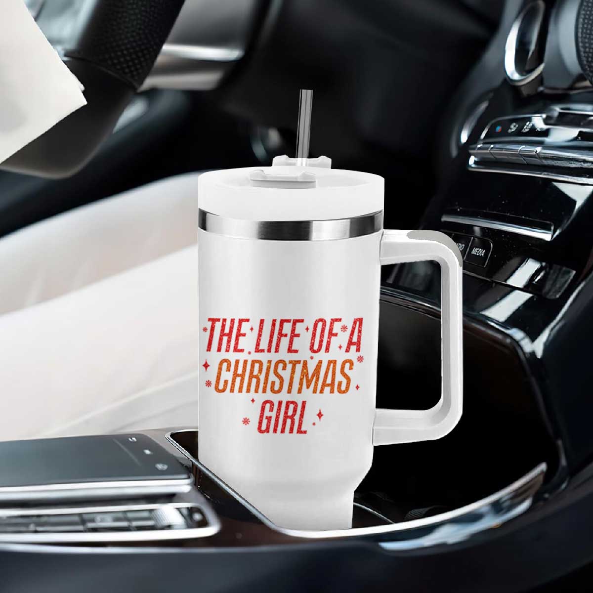 The Life Of A Christmas Girl Tumbler With Handle TS14 Print Your Wear