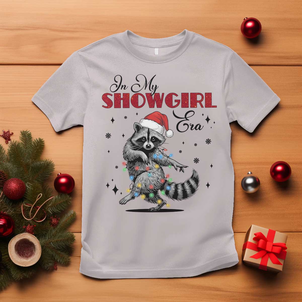 Funny Raccoon Christmas T Shirt In My Costume Era Xmas TS14 Ice Gray Print Your Wear