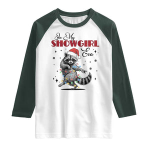 Funny Raccoon Christmas Raglan Shirt In My Costume Era Xmas TS14 White Dark Forest Green Print Your Wear