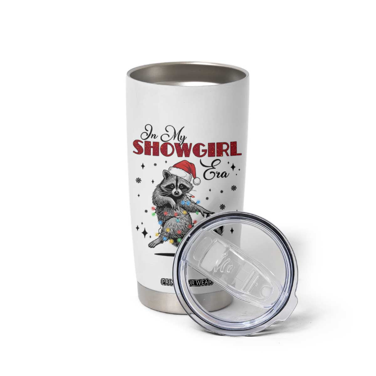 Funny Raccoon Christmas Tumbler Cup In My Costume Era Xmas TS14 Print Your Wear