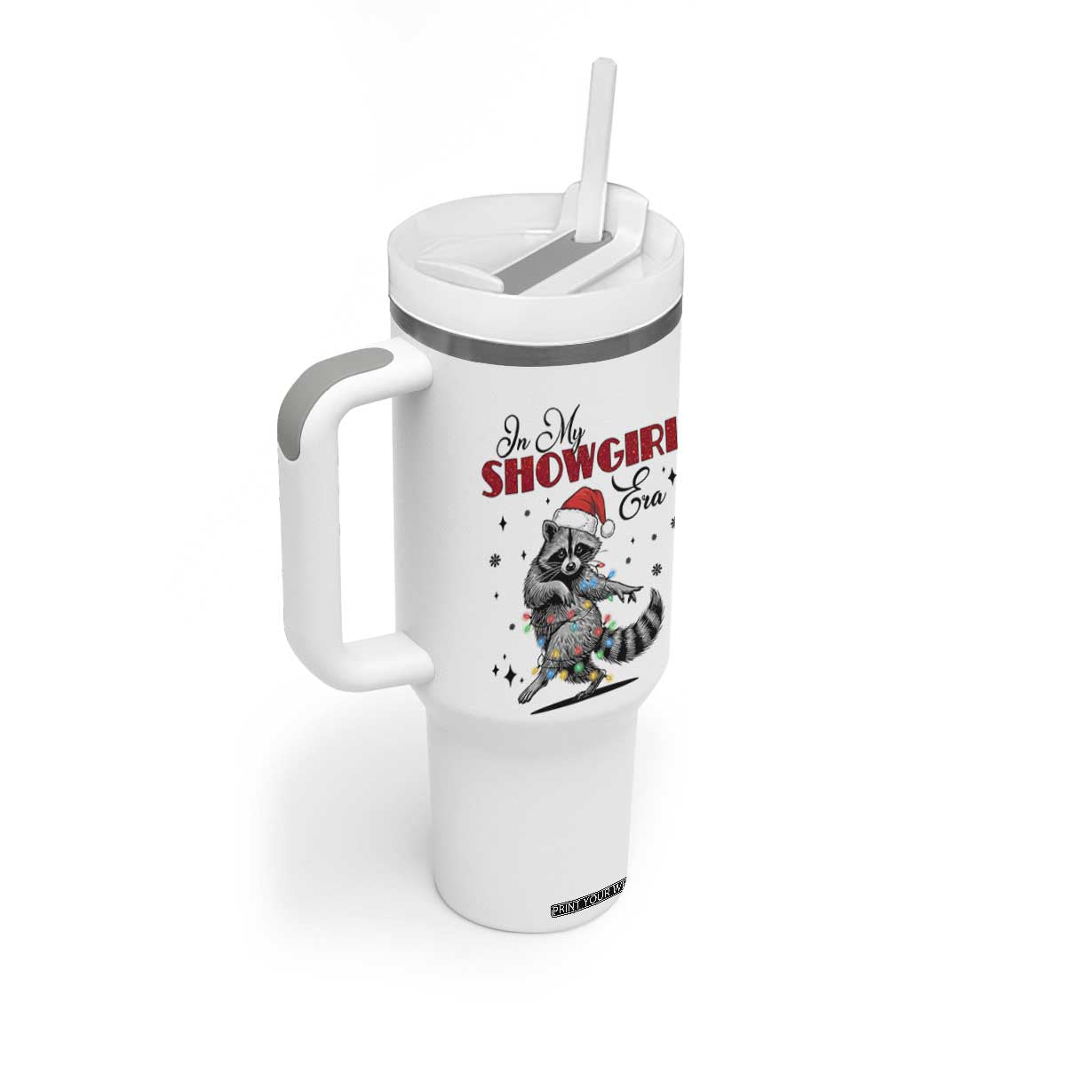 Funny Raccoon Christmas Tumbler With Handle In My Costume Era Xmas TS14 Print Your Wear