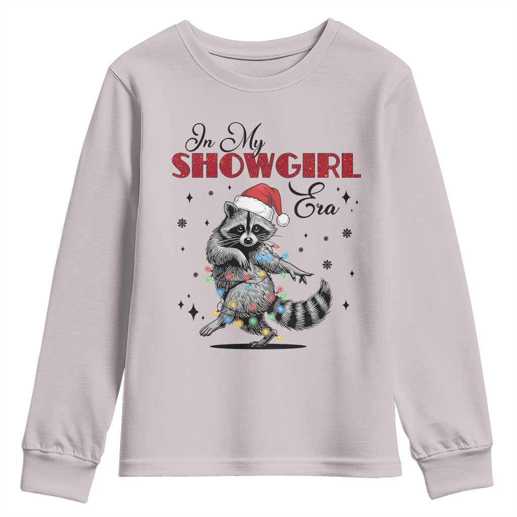 Funny Raccoon Christmas Youth Sweatshirt In My Costume Era Xmas TS14 Ice Gray Print Your Wear