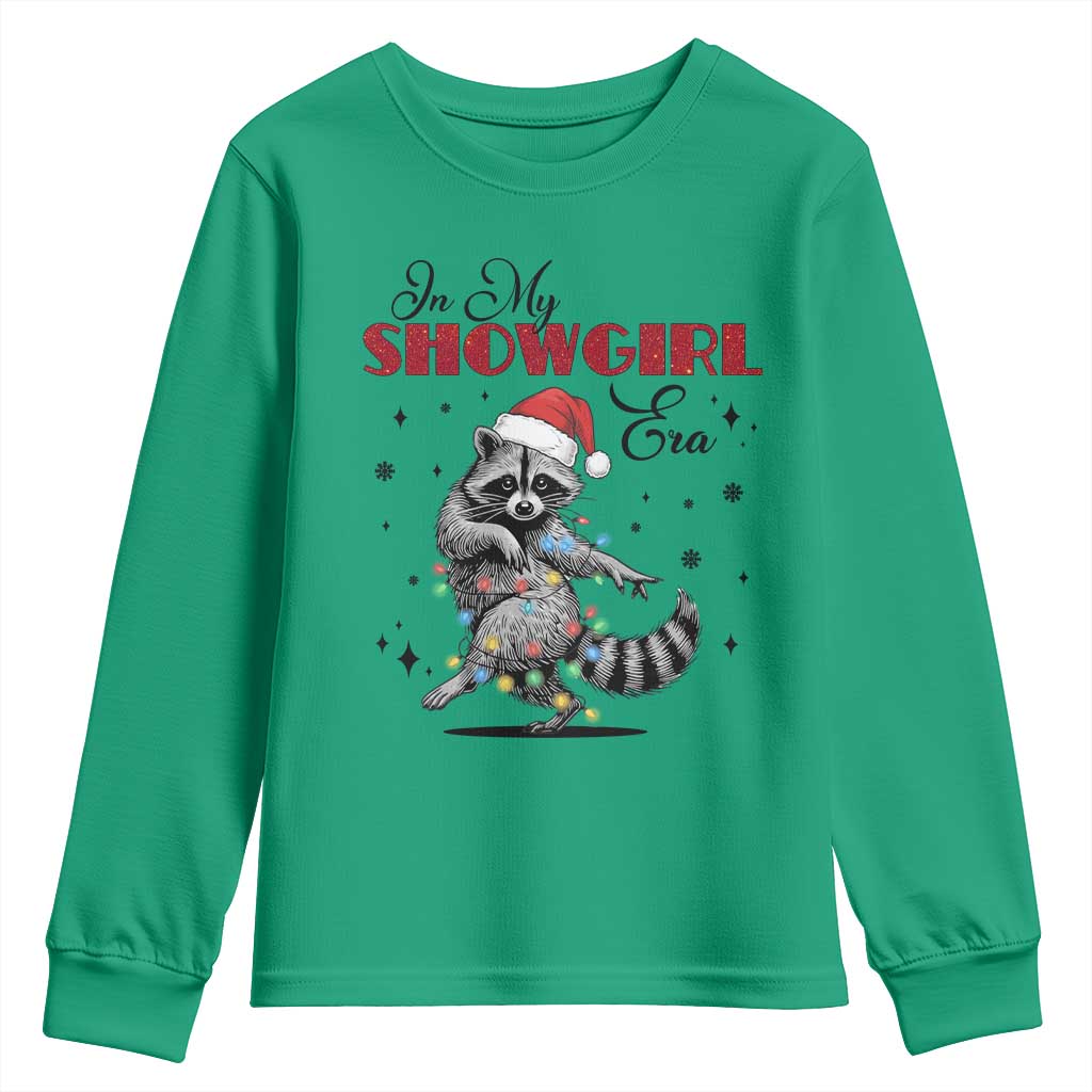Funny Raccoon Christmas Youth Sweatshirt In My Costume Era Xmas TS14 Irish Green Print Your Wear