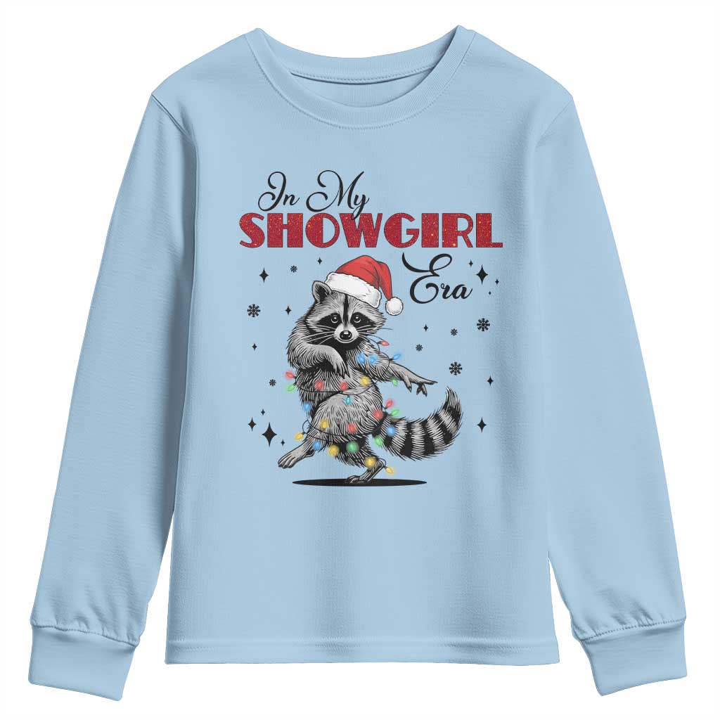 Funny Raccoon Christmas Youth Sweatshirt In My Costume Era Xmas TS14 Light Blue Print Your Wear