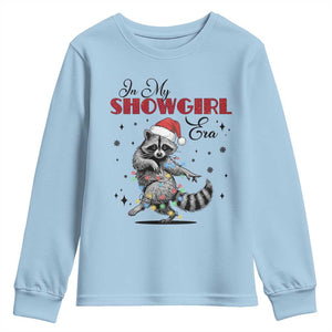 Funny Raccoon Christmas Youth Sweatshirt In My Costume Era Xmas TS14 Light Blue Print Your Wear