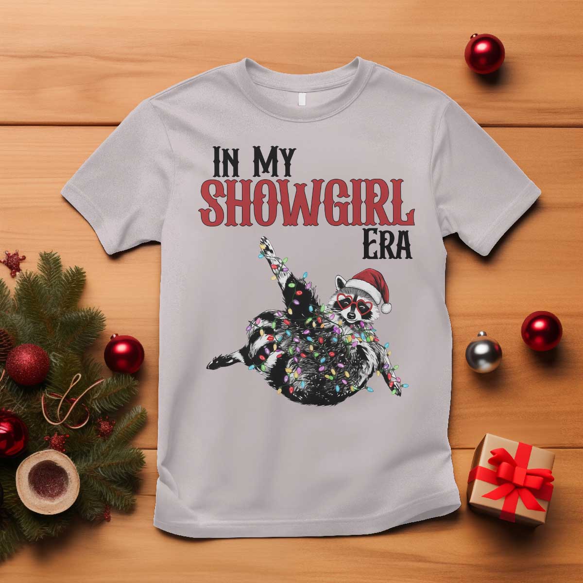 Funny Raccoon Christmas T Shirt In My Costume Era TS14 Ice Gray Print Your Wear