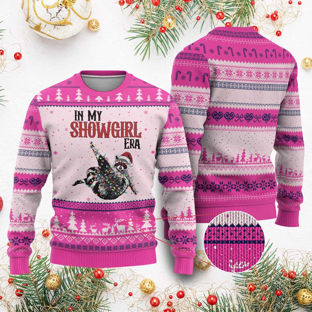 Funny Raccoon Xmas Ugly Christmas Sweater In My Costume Era TS14 Hot Pink Print Your Wear