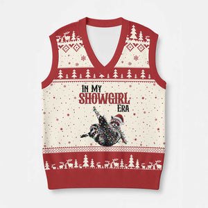 Funny Raccoon Xmas V-Neck Knit Sweater Vest In My Costume Era TS14 Beige Red Print Your Wear