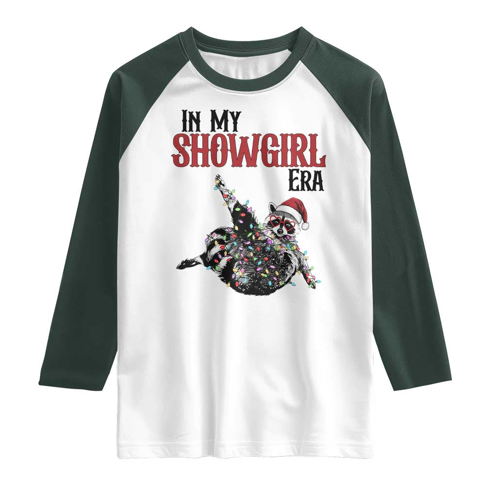 Funny Raccoon Christmas Raglan Shirt In My Costume Era TS14 White Dark Forest Green Print Your Wear