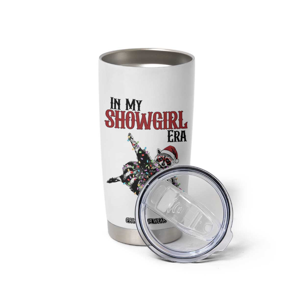 Funny Raccoon Christmas Tumbler Cup In My Costume Era TS14 Print Your Wear