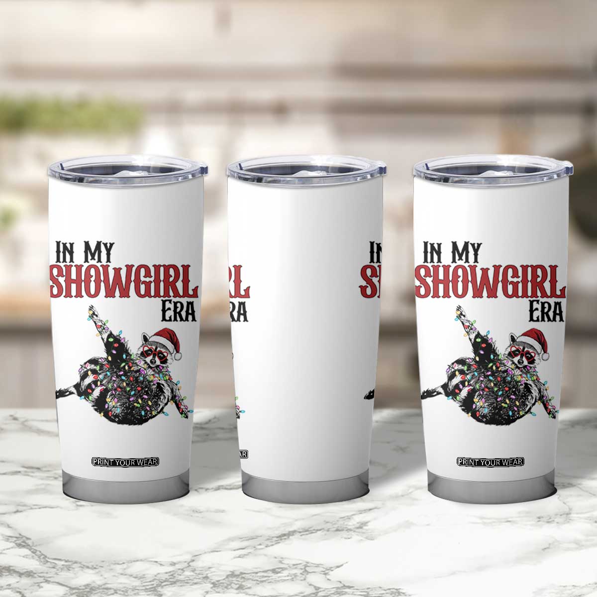 Funny Raccoon Christmas Tumbler Cup In My Costume Era TS14 Print Your Wear