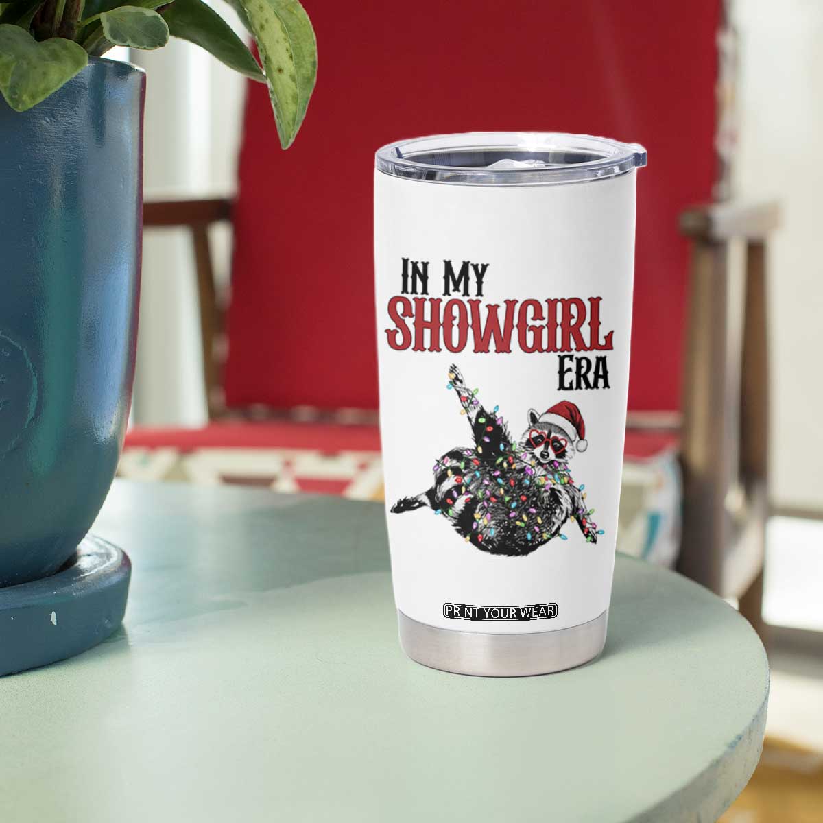 Funny Raccoon Christmas Tumbler Cup In My Costume Era TS14 Print Your Wear