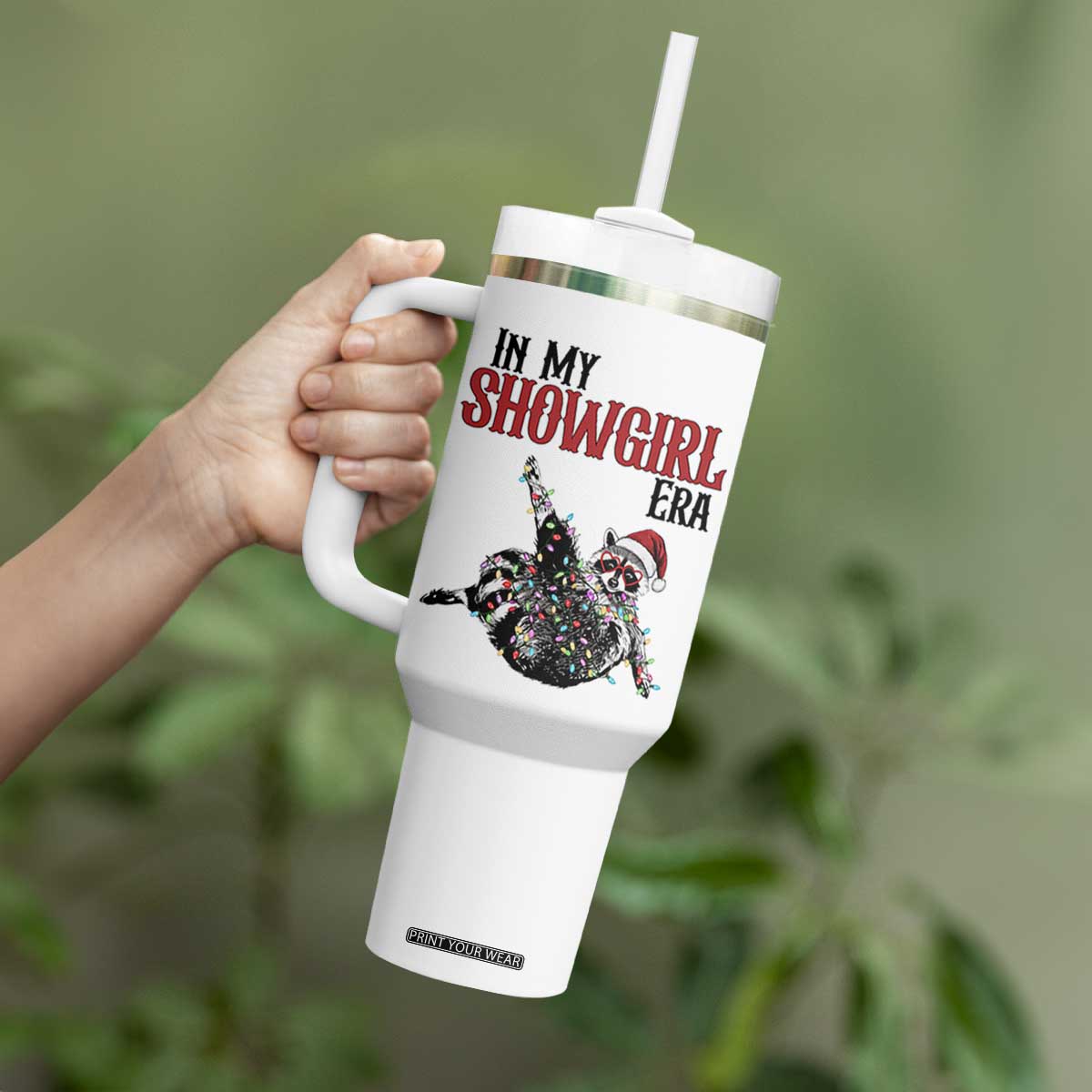 Funny Raccoon Christmas Tumbler With Handle In My Costume Era TS14 Print Your Wear