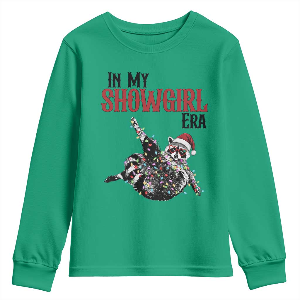 Funny Raccoon Christmas Youth Sweatshirt In My Costume Era TS14 Irish Green Print Your Wear