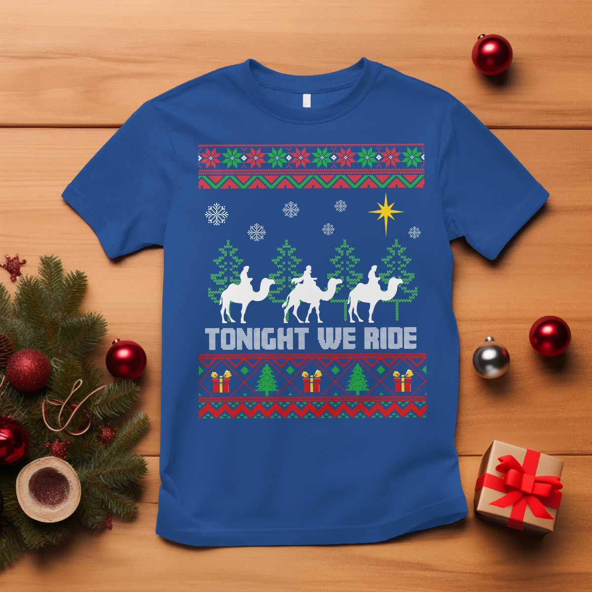 Tonight We Ride T Shirt Three Wise Men Nativity Scene Christmas TS14 Royal Blue Print Your Wear