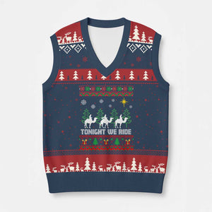 Tonight We Ride V-Neck Knit Sweater Vest Three Wise Men Nativity Scene Xmas TS14 Navy Red Print Your Wear