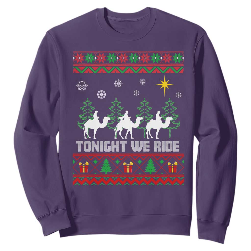 Tonight We Ride Sweatshirt Three Wise Men Nativity Scene Christmas TS14 Purple Print Your Wear