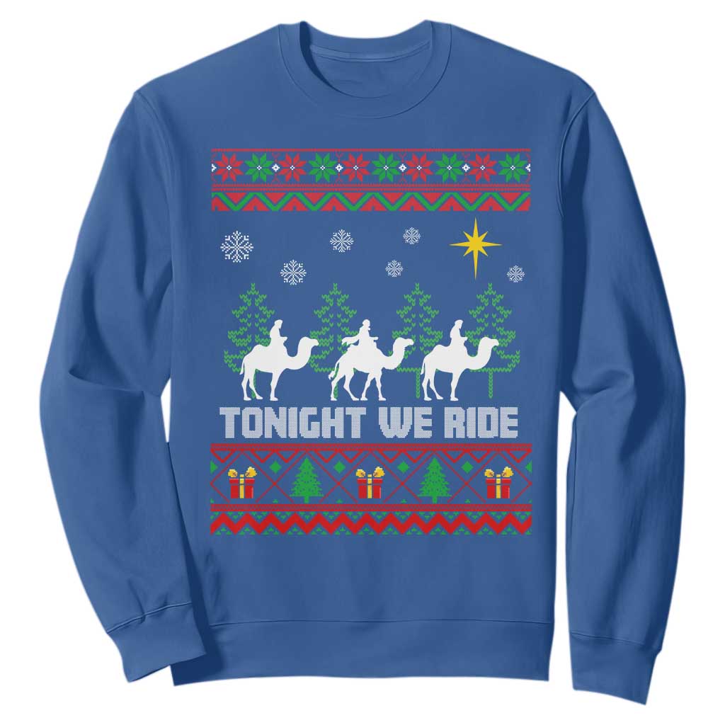 Tonight We Ride Sweatshirt Three Wise Men Nativity Scene Christmas TS14 Royal Blue Print Your Wear