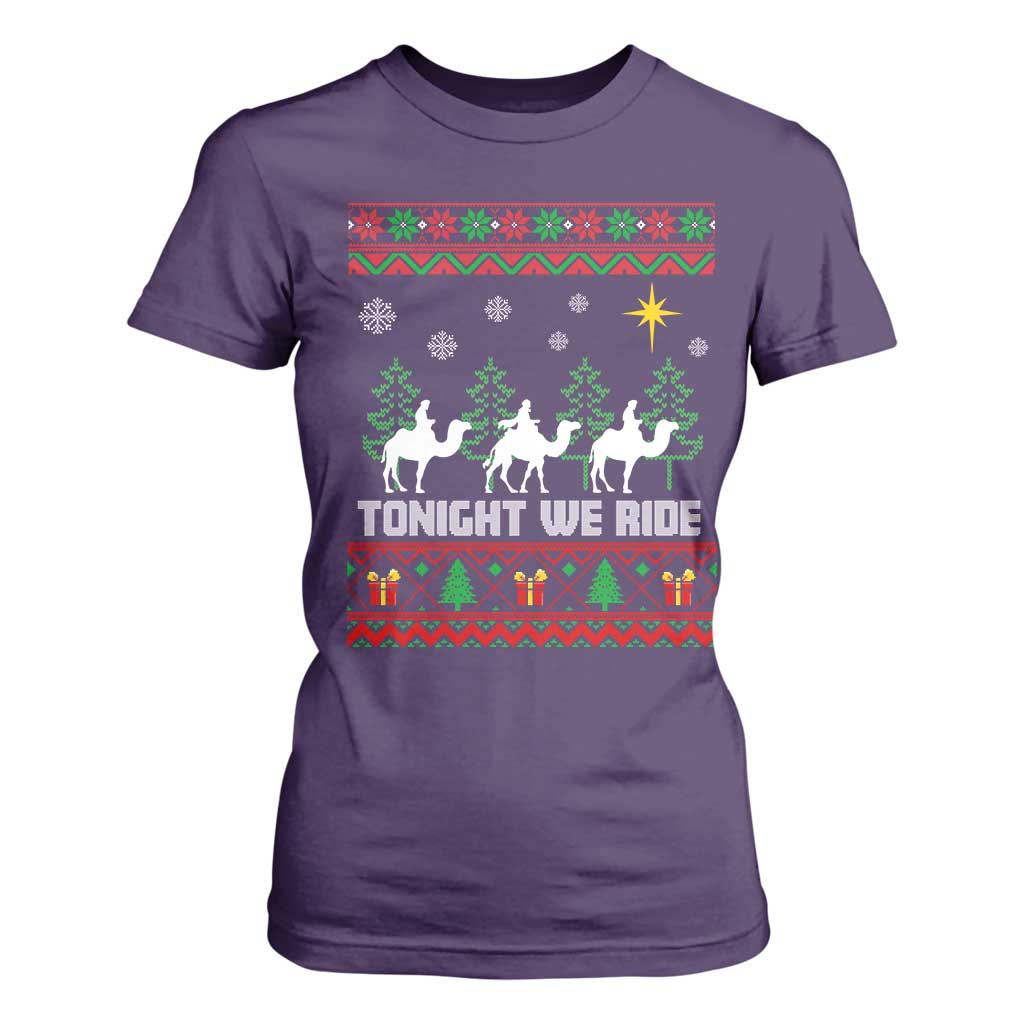 Tonight We Ride T Shirt For Women Three Wise Men Nativity Scene Christmas TS14 Purple Print Your Wear