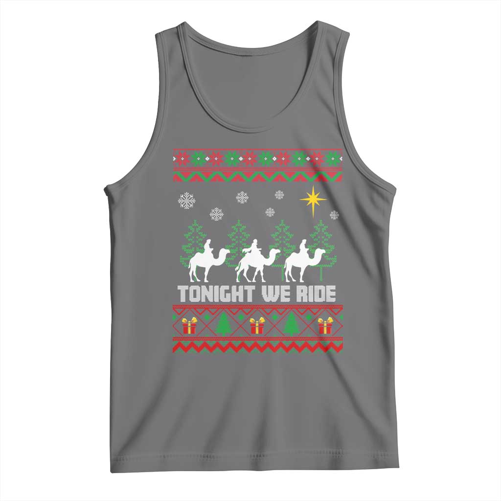 Tonight We Ride Tank Top Three Wise Men Nativity Scene Christmas TS14 Black Heather Print Your Wear