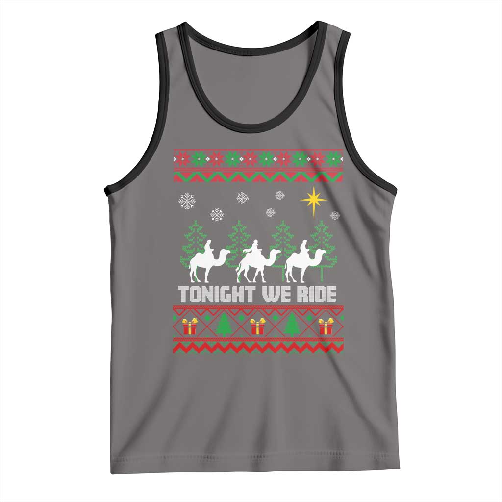Tonight We Ride Tank Top Three Wise Men Nativity Scene Christmas TS14 Deep Heather Black Print Your Wear
