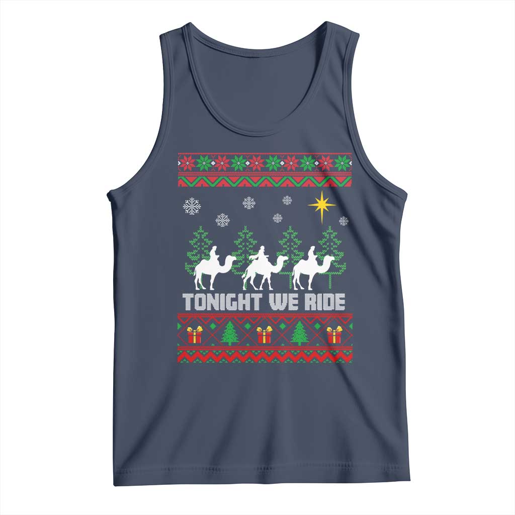 Tonight We Ride Tank Top Three Wise Men Nativity Scene Christmas TS14 Navy Print Your Wear