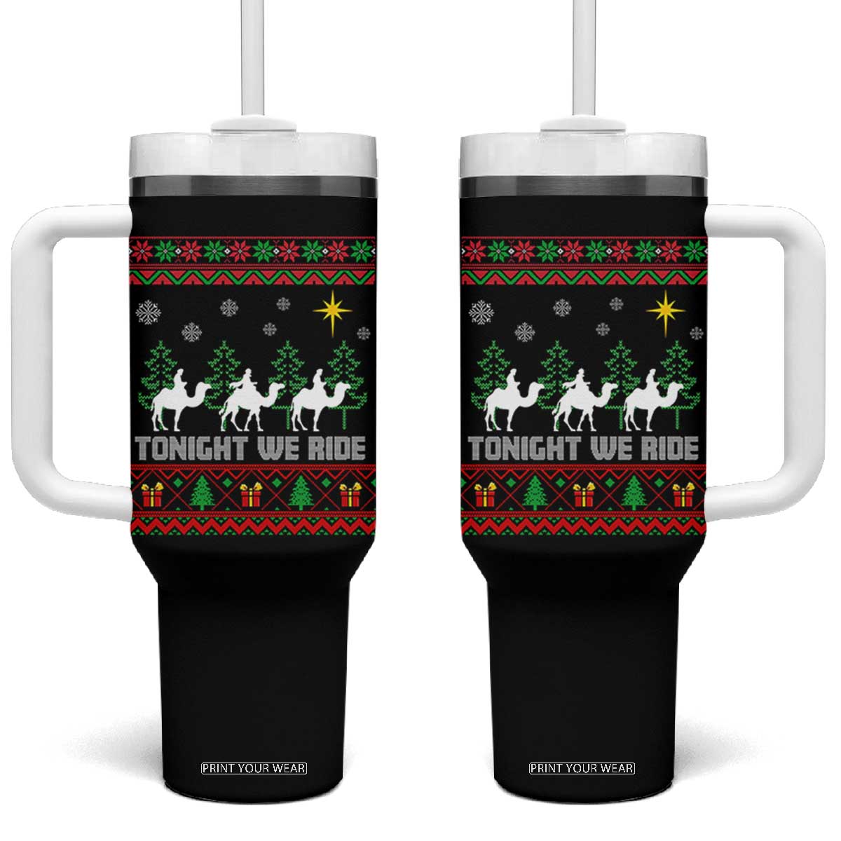 Tonight We Ride Tumbler With Handle Three Wise Men Nativity Scene Christmas TS14 One Size: 40 oz Black Print Your Wear