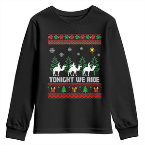 Tonight We Ride Youth Sweatshirt Three Wise Men Nativity Scene Christmas TS14 Black Print Your Wear