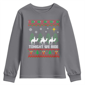 Tonight We Ride Youth Sweatshirt Three Wise Men Nativity Scene Christmas TS14 Charcoal Print Your Wear