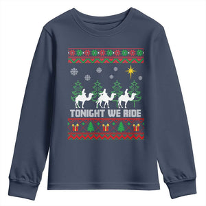 Tonight We Ride Youth Sweatshirt Three Wise Men Nativity Scene Christmas TS14 Navy Print Your Wear