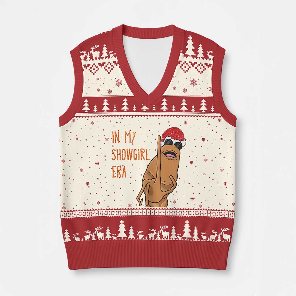 Marcus The Worm Xmas Meme V-Neck Knit Sweater Vest In My Costume Era TS14 Beige Red Print Your Wear