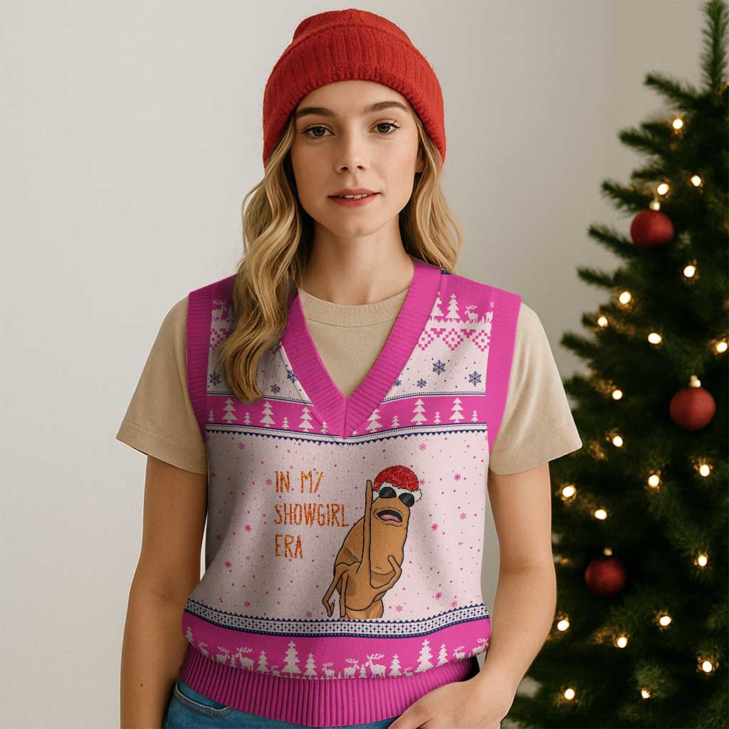 Marcus The Worm Xmas Meme V-Neck Knit Sweater Vest In My Costume Era TS14 Hot Pink Print Your Wear