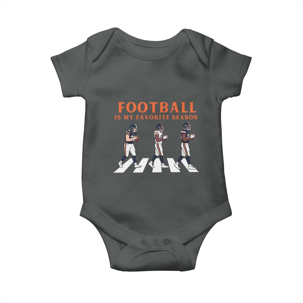Football Is My Favorite Season Baby Onesie Funny Football Lover TS14 Dark Heather Print Your Wear