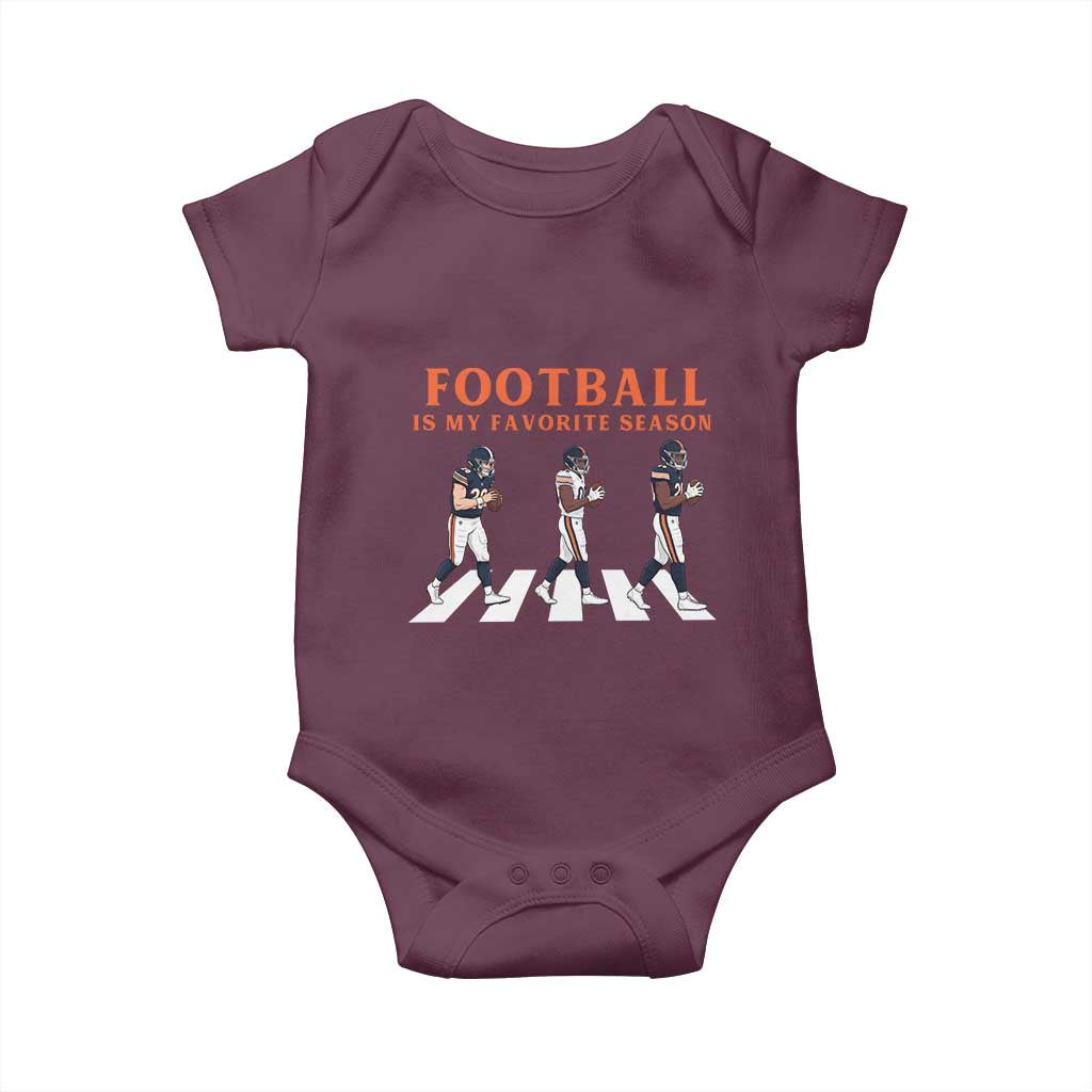 Football Is My Favorite Season Baby Onesie Funny Football Lover TS14 Maroon Print Your Wear