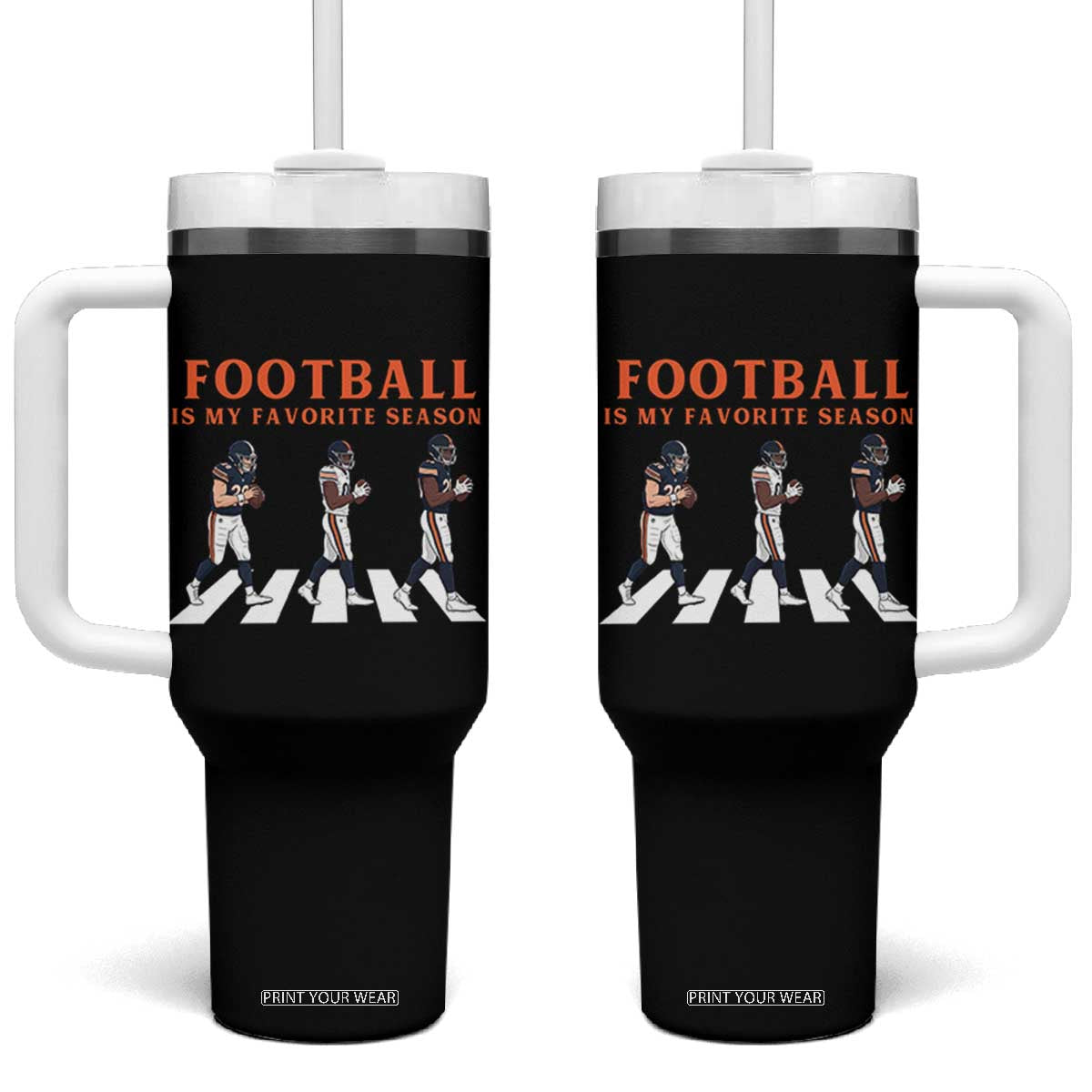 Football Is My Favorite Season Tumbler With Handle Funny Football Lover TS14 One Size: 40 oz Black Print Your Wear