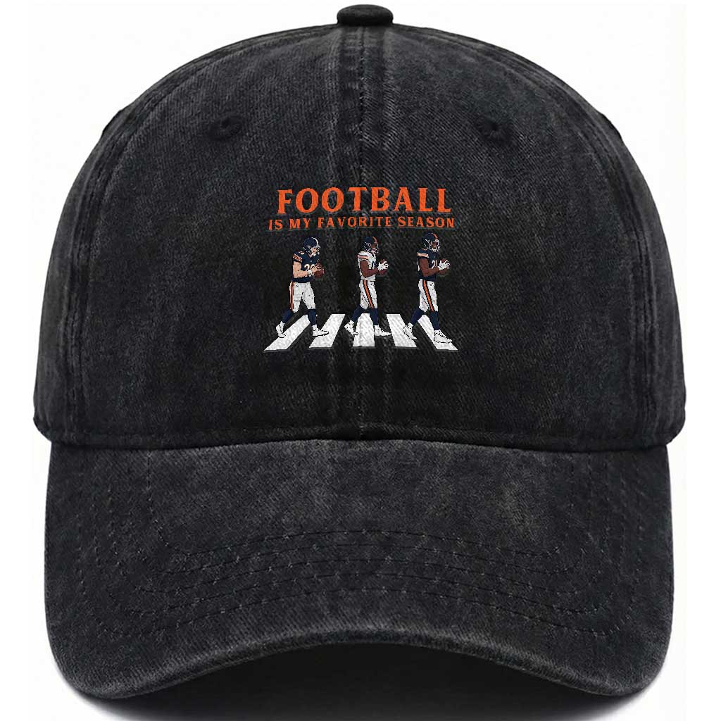 Football Is My Favorite Season Washed Cotton Baseball Cap Funny Football Lover TS14 Washed Cap Universal Fit Black Print Your Wear